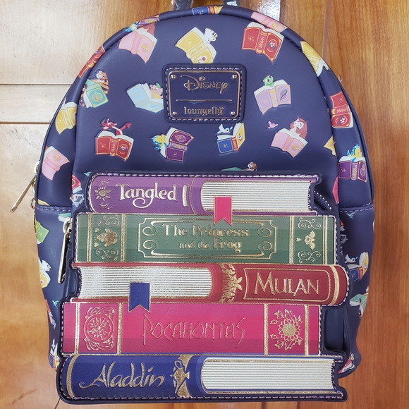 Loungefly Handbags - Loungefly Navy Disney Storybook Stack Mini Backpack